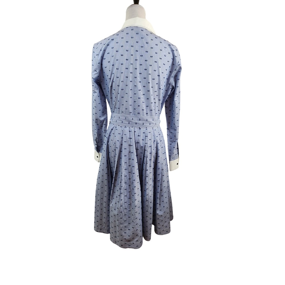 Brooks Brothers Blue Clip-Dot Button Down Dobby Shirt Dress Womens Sz 10 Luxury - Picture 4 of 11